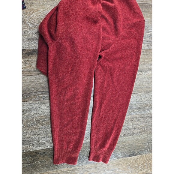 Black Brown 2 Ply Cashmere Sweater Men's XL V-Neck Red Long Sleeve Luxury - Picture 6 of 9